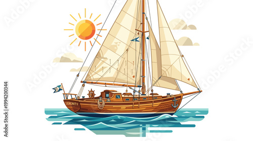 Sailing yacht on the water sailing.