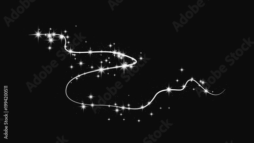 Silver glittering confetti wave and stardust