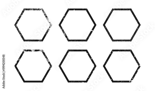 Set of grunge borders in hexagon form