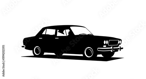 Black silhouette of a classic vintage sedan car vector