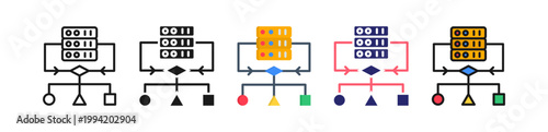 Algorithm Multiple Style Icon Set Collection. 