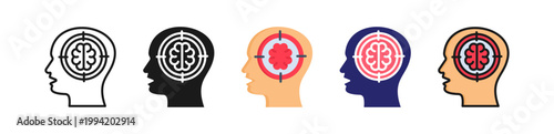 Cognitive System Multiple Style Icon Set Collection. 