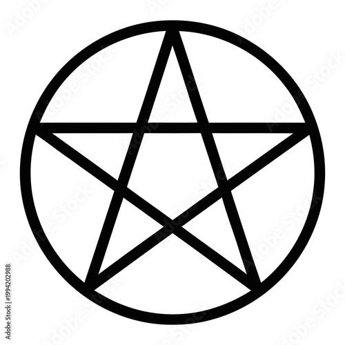 Simple Line Pentagram Symbol Inside a Circle Shape Icon Sign