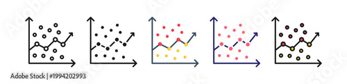 Regression Multiple Style Icon Set Collection. 