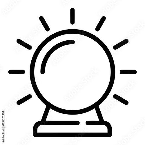 Simple Outline Crystal Ball on Stand Icon for Fortune Telling