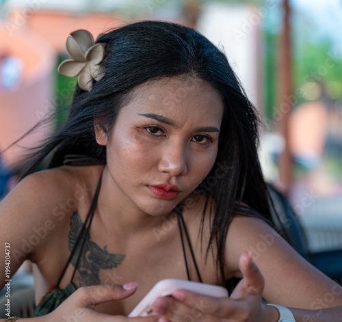 Pretty Thai Girl at Beach in Thailand