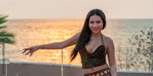Pretty Thai Girl at Beach in Thailand