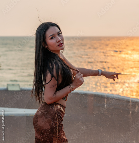 Pretty Thai Girl at Beach in Thailand
