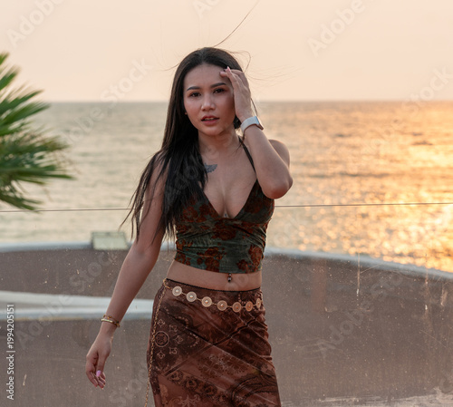 Pretty Thai Girl at Beach in Thailand