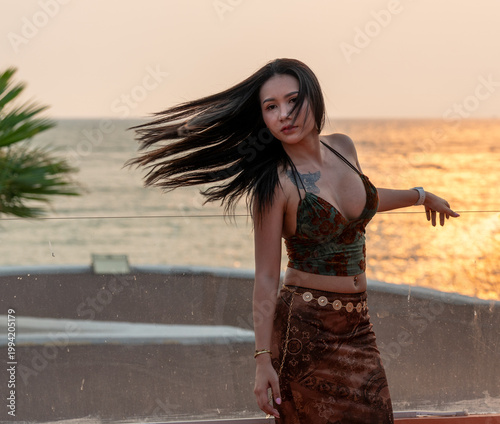 Pretty Thai Girl at Beach in Thailand