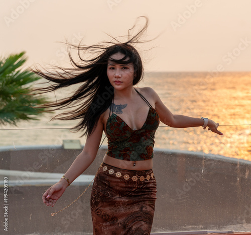Pretty Thai Girl at Beach in Thailand