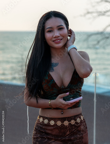 Pretty Thai Girl at Beach in Thailand