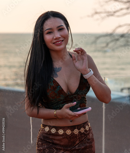 Pretty Thai Girl at Beach in Thailand