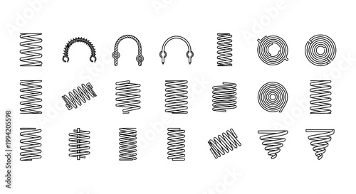 collection of various spring types and designs including compression tension and torsion springs