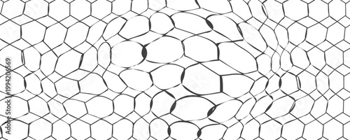 Fishing or soccer net. Repeated hexagon pattern. Black wired mesh texture isolated on white background. Metallic or fabric fence, cage or lattice structure. Vector graphic Illustration.