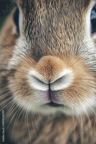 Macro Close Up of Cute Netherland Dwarf Rabbit Face Nose and Whiskers