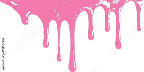 Dripping pink paint splatter graphic, graffiti style liquid flow grunge texture abstract background vector illustration.
