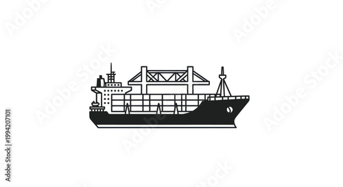 Cargo Ship Illustration - Container Vessel, Maritime Transport, Logistics