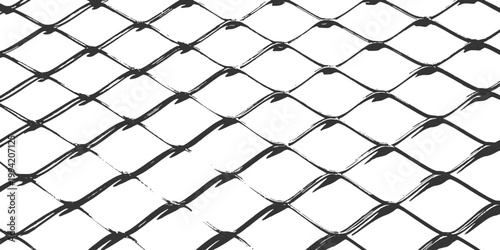 Hand drawn sketch of wire mesh chain link fence pattern, industrial geometric graphic vector illustration.