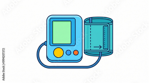 Flat icon illustration of a digital blood pressure monitor cuff