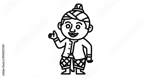 Indonesian Traditional Dress Character Illustration