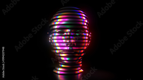 Abstract Metallic Human face made of metal slices