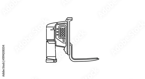 Line Art Illustration of a Warehouse Pallet Stacker Forklift
