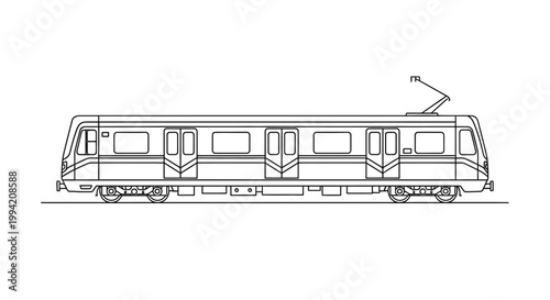 Minimalist Line Art Illustration of a Modern Subway Train Carriage
