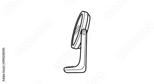 Minimalist Line Art Illustration of a Tabletop Makeup Mirror