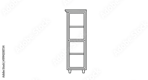 Minimalist Outline Drawing of a Tall Narrow Storage Cabinet
