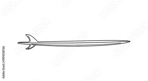 Minimalist Surfboard Line Art Illustration