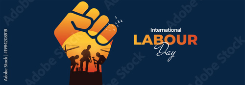 Happy Labour Day concept. 1st May- International labor day concept. Labor safety and right at Workplace. World Day for Safety and Health at Work concept. Safety first for worker.