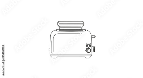 Simple Line Art Illustration of a Kitchen Toaster