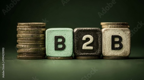 Business to Business concept with coins and letter blocks