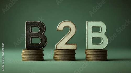 B2B Business Concept with Stacks of Coins