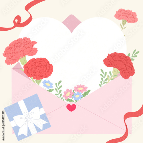 Thank You Card for Parents Colored Pencil Illustration