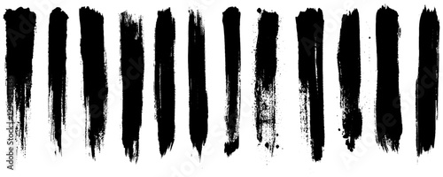Set of black brush strokes. Straight Black Brush Strokes Set