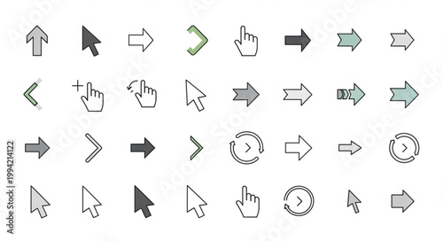 Collection of various cursor icons and arrow symbols.