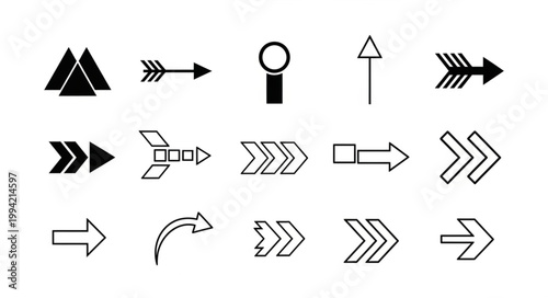 Collection of various arrow symbols and shapes.