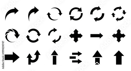 Collection of various black arrow icons and symbols.