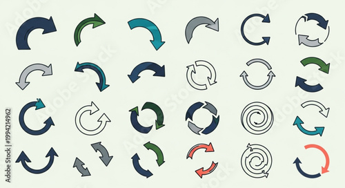 Collection of various circular and directional arrows.