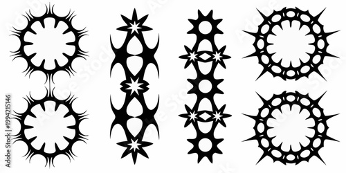 Black tribal designs a collection of stylized oval and star shapes