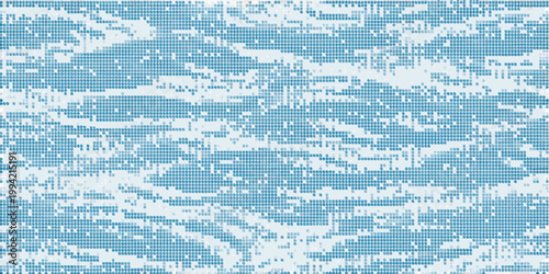 Abstract blue mosaic pattern resembling rippling water or digital noise