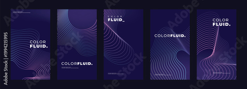 Fluid line gradient, neon purple blue, modern abstract poster/cover, corporate friendly background