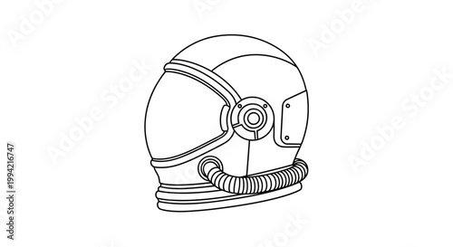 Astronaut Helmet Line Art Illustration
