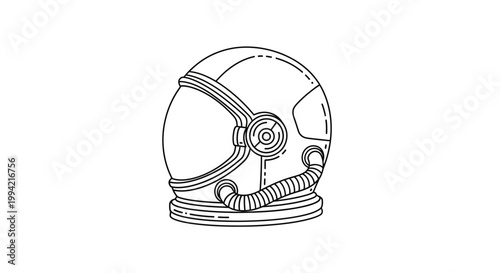 Astronaut Helmet Line Art Illustration