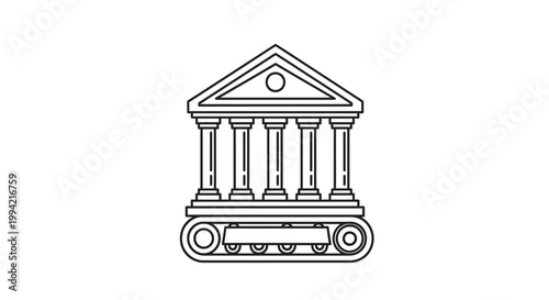 Bank Building on Industrial Conveyor Belt Icon