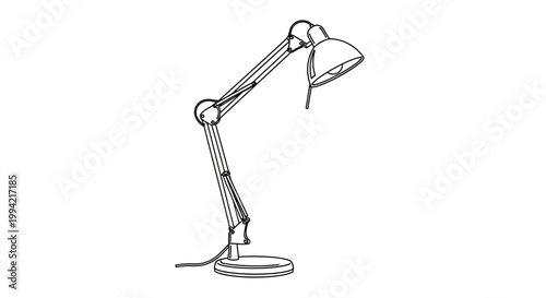 Minimalist Line Art Illustration of an Adjustable Desk Lamp