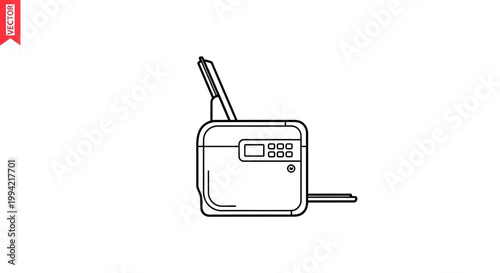 Simple Line Art Icon of a Modern Office Printer