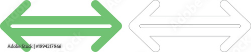 Green and outline double arrows pointing opposite directions